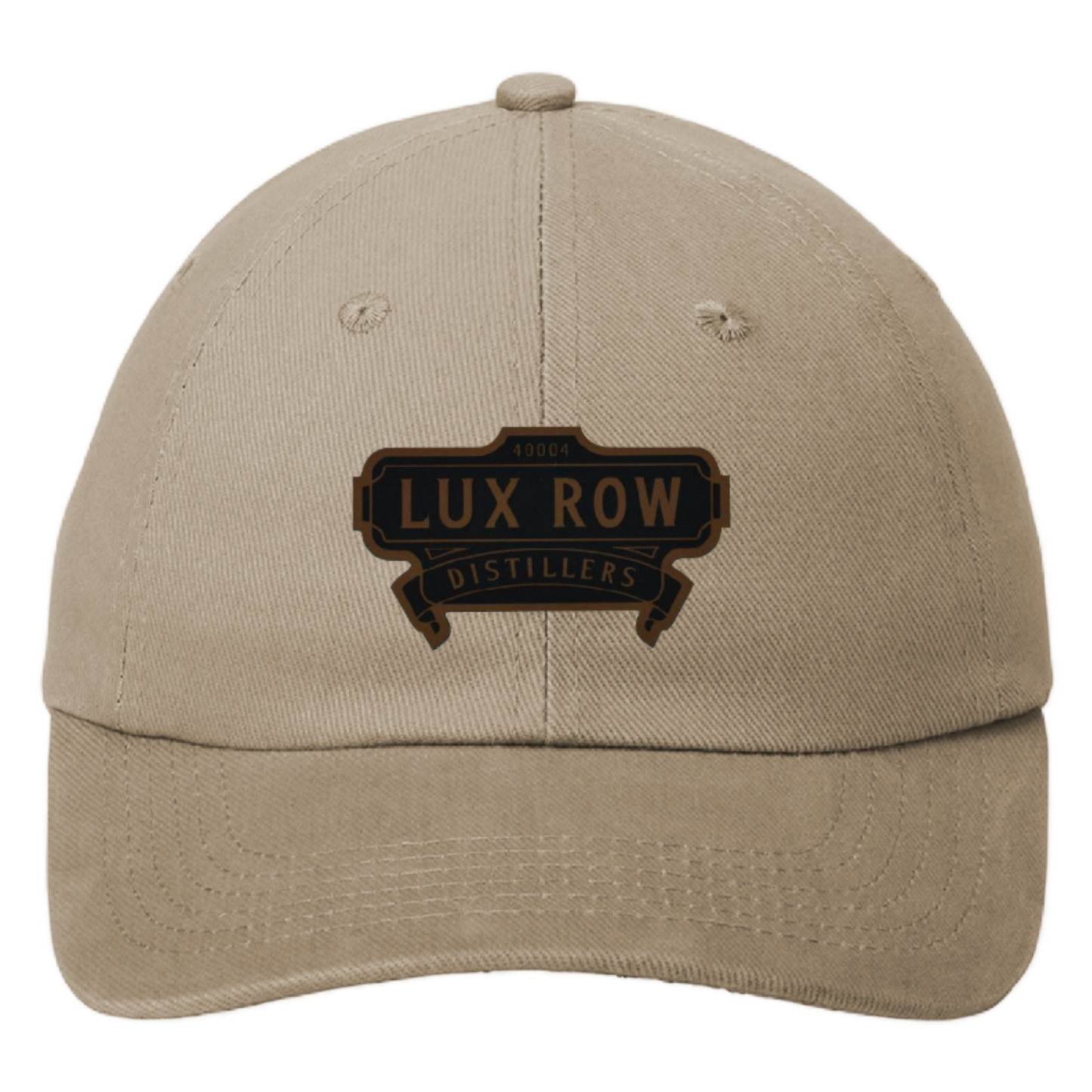 Lux Row Leather Patch Brushed Twill Hat - Khaki
